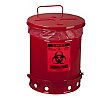 10-Gallon Biohazard Oily Waste Can - Red
